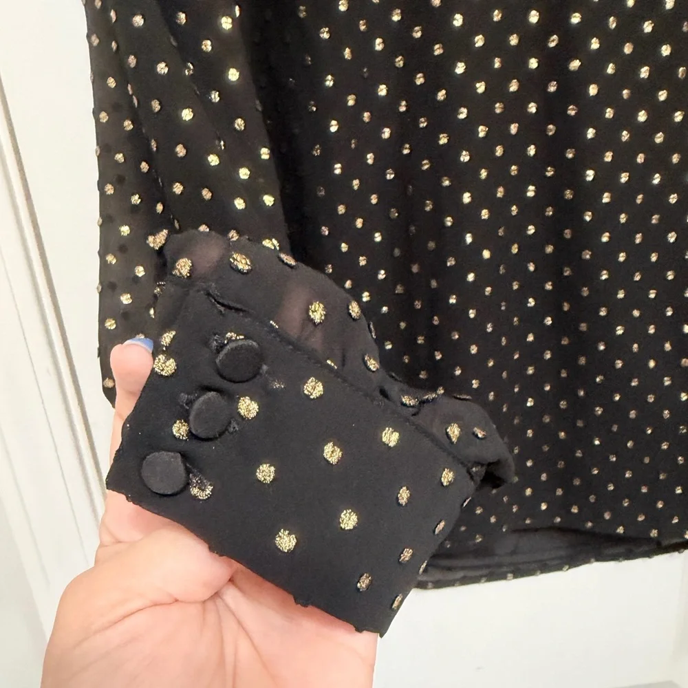 NWT J.Crew black semi sheer blouse